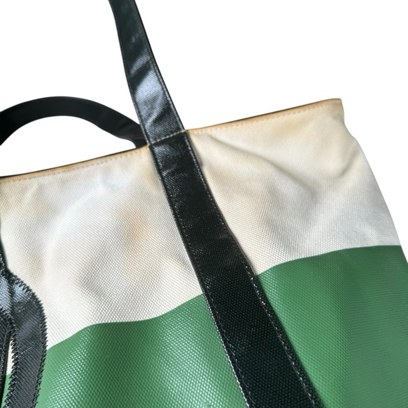 Tory‎ Burch Dipped Canvas Beach Tote Bag Green - Picture 3 of 14